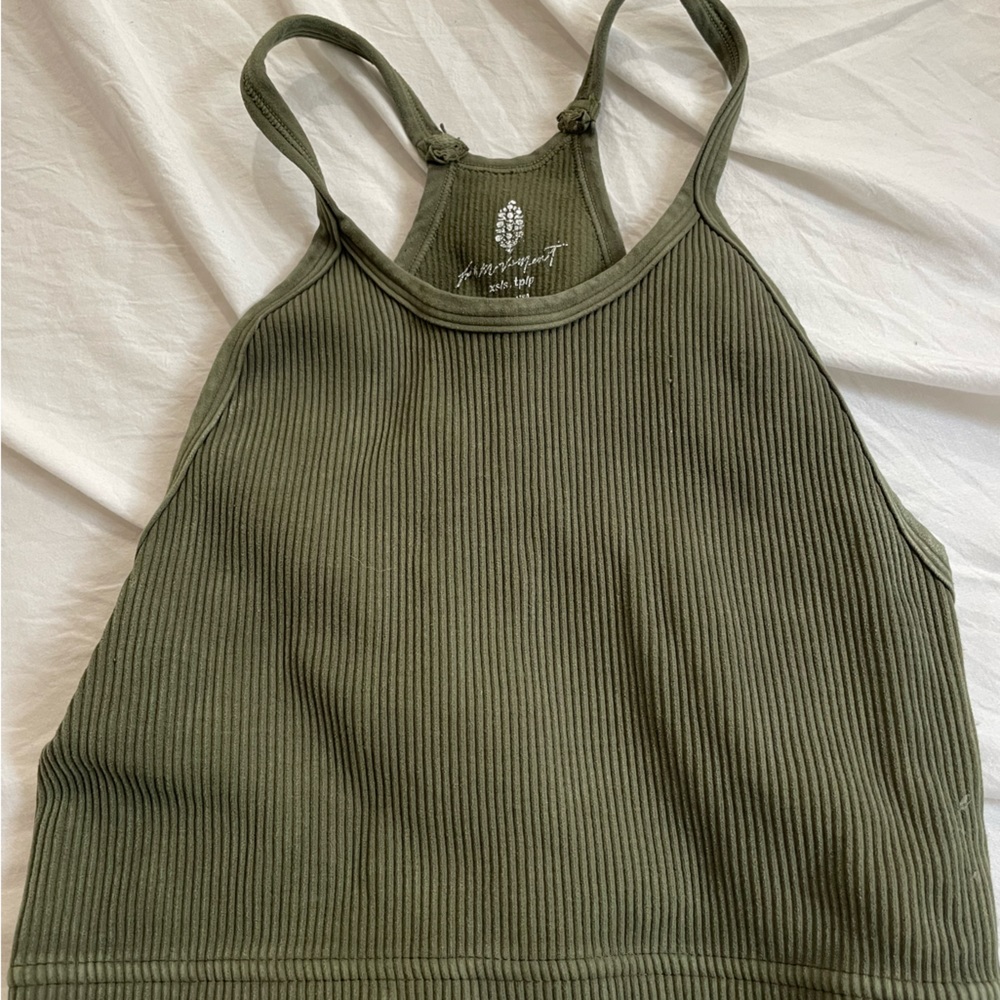 Extra cropped free people green tank